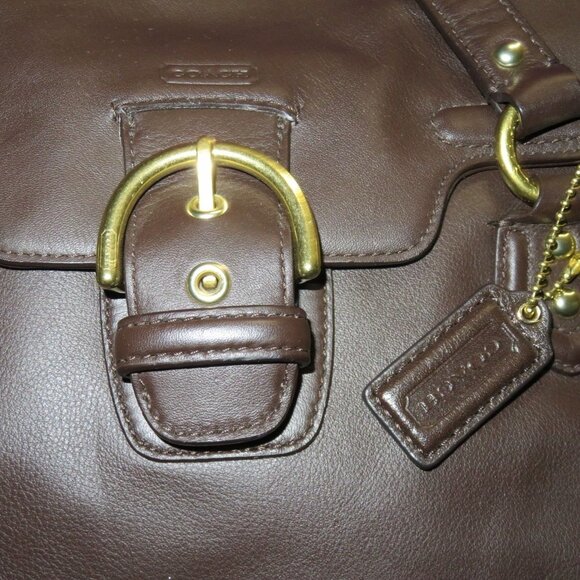 Coach 2013 Legacy Campbell Eva Brown Supple Leather Buckle Flap Crossbody Bag - Picture 7 of 12